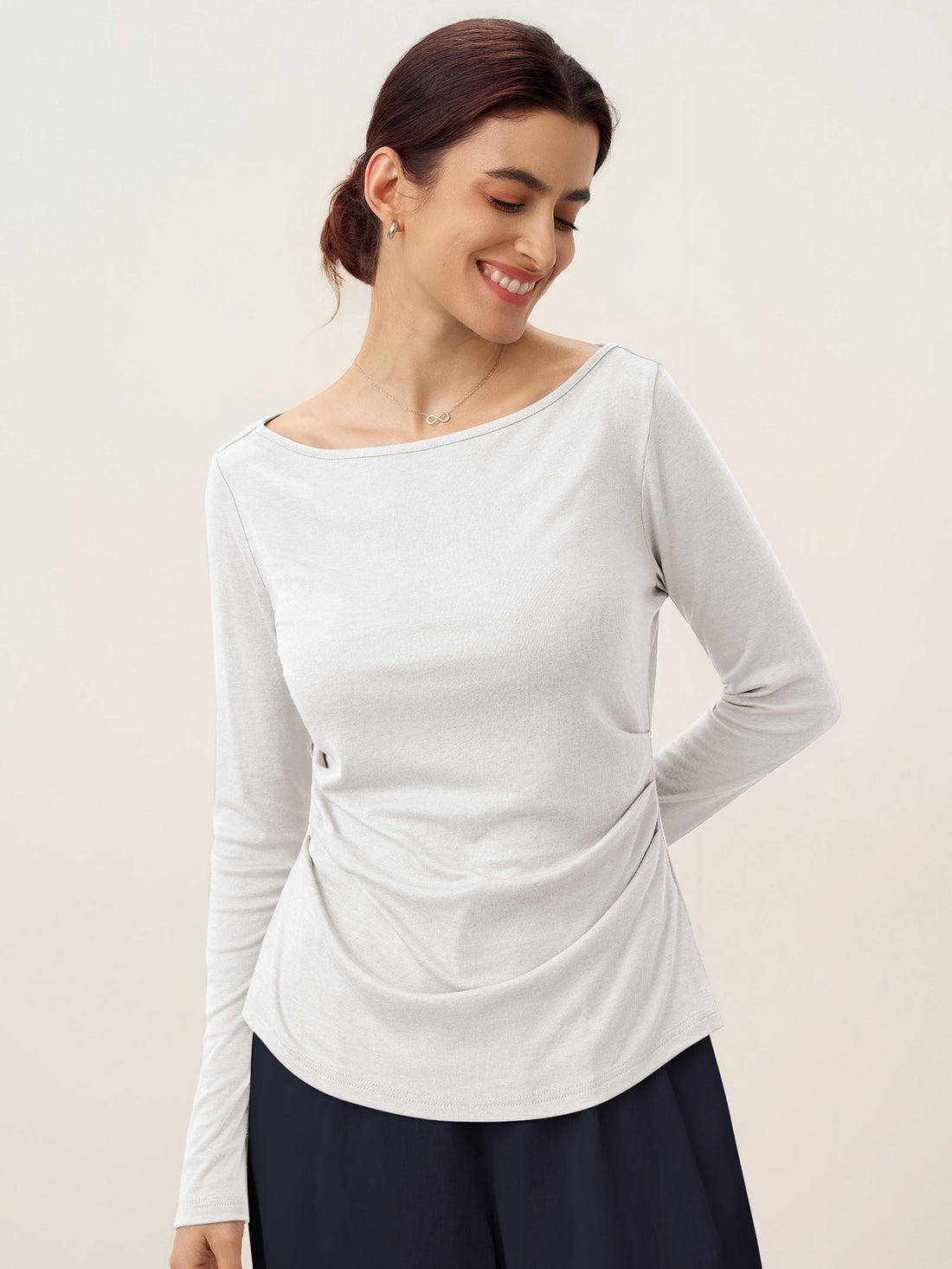 Wool Blend Stretch Jersey Top, Tailored Fit