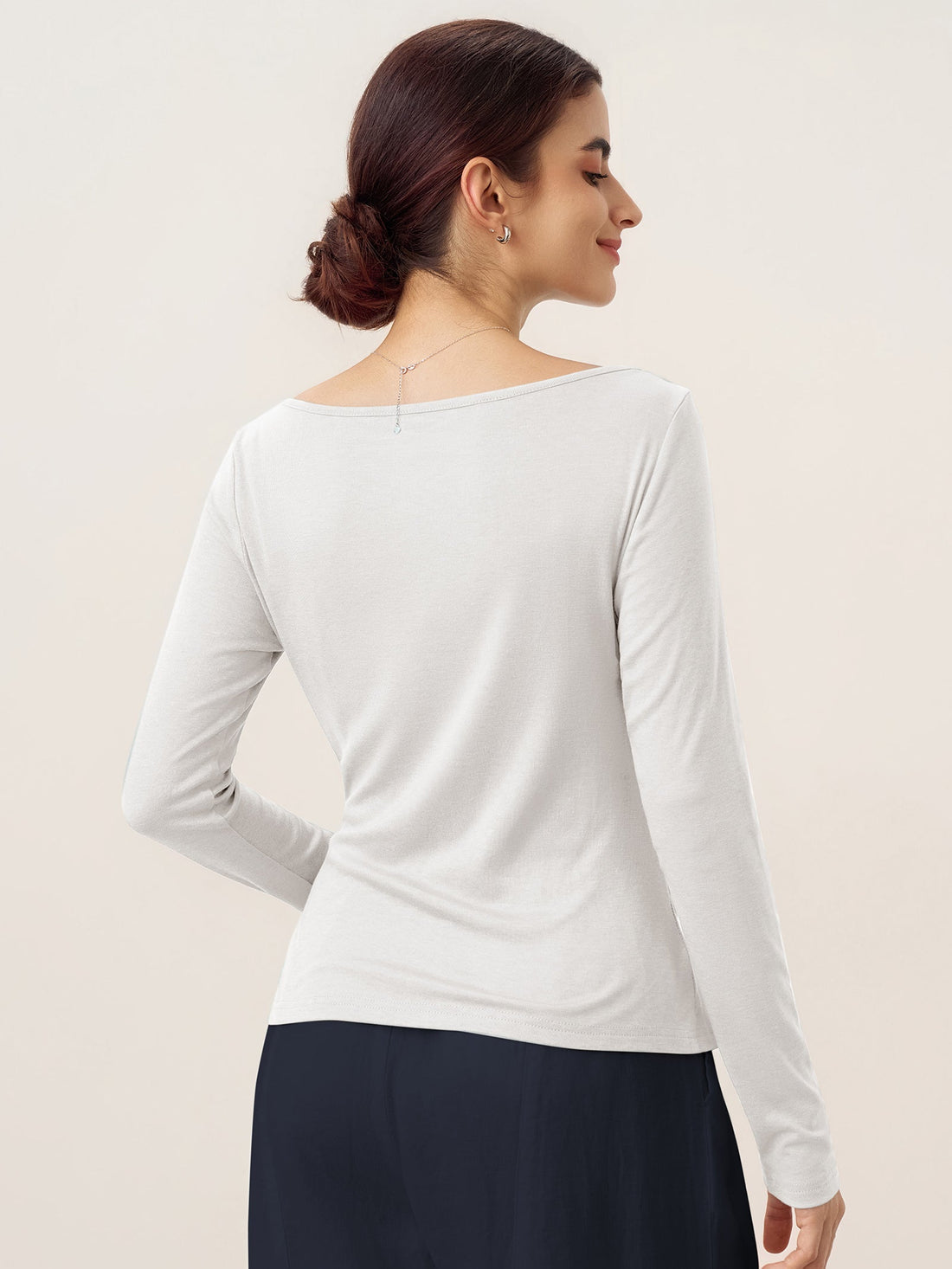 Wool Blend Stretch Jersey Top, Tailored Fit
