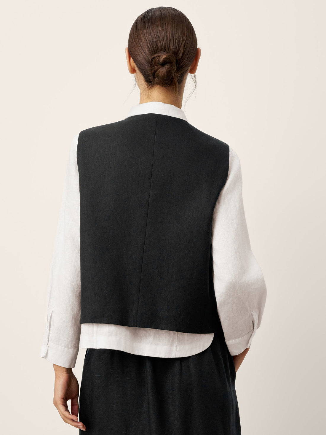 Linen-Blend Asymmetric Sleeveless Vest