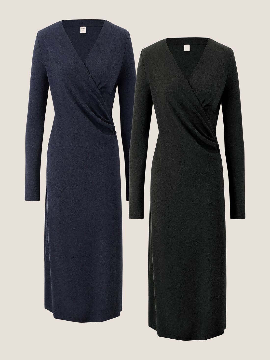 Linen-Blend Wrap V-Neck Midi Dress