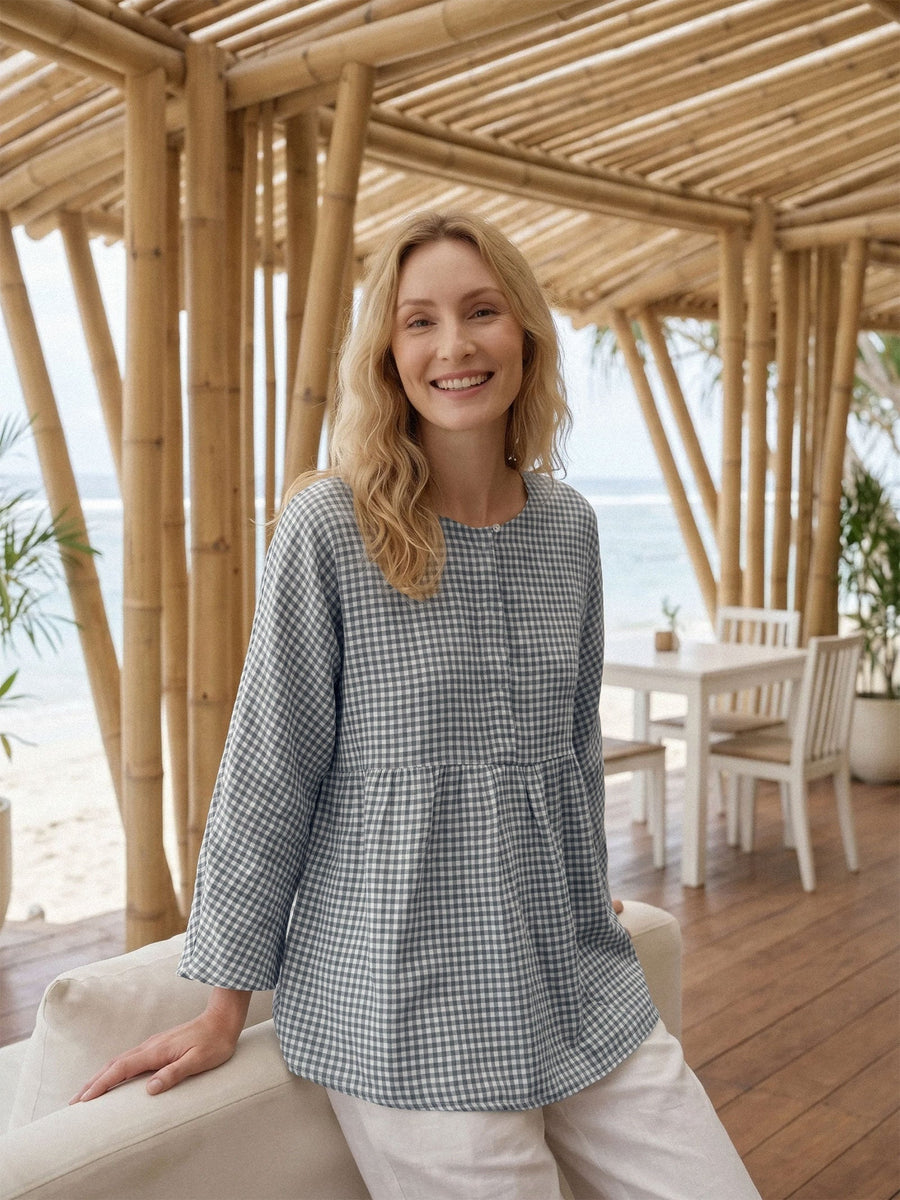 75% Linen Checked Oversized Shirt