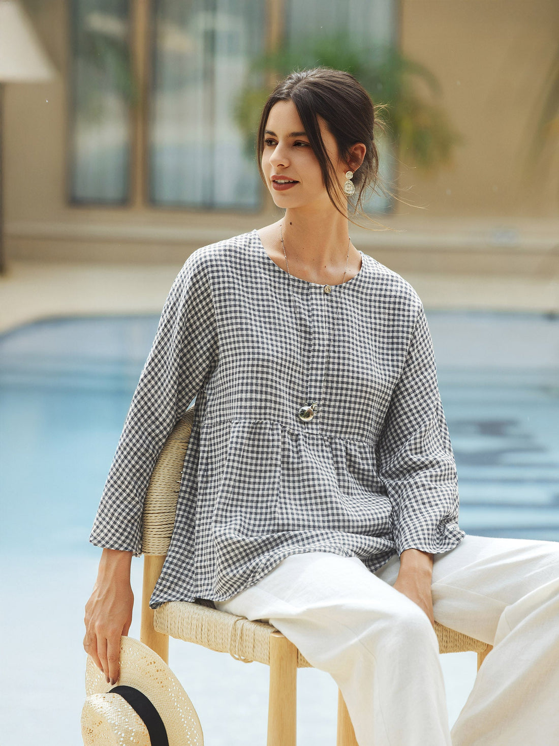 75% Linen Checked Oversized Shirt