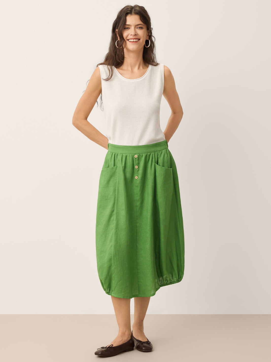 Linen Blend Garment-Dyed Round-Neck Jersey Vest