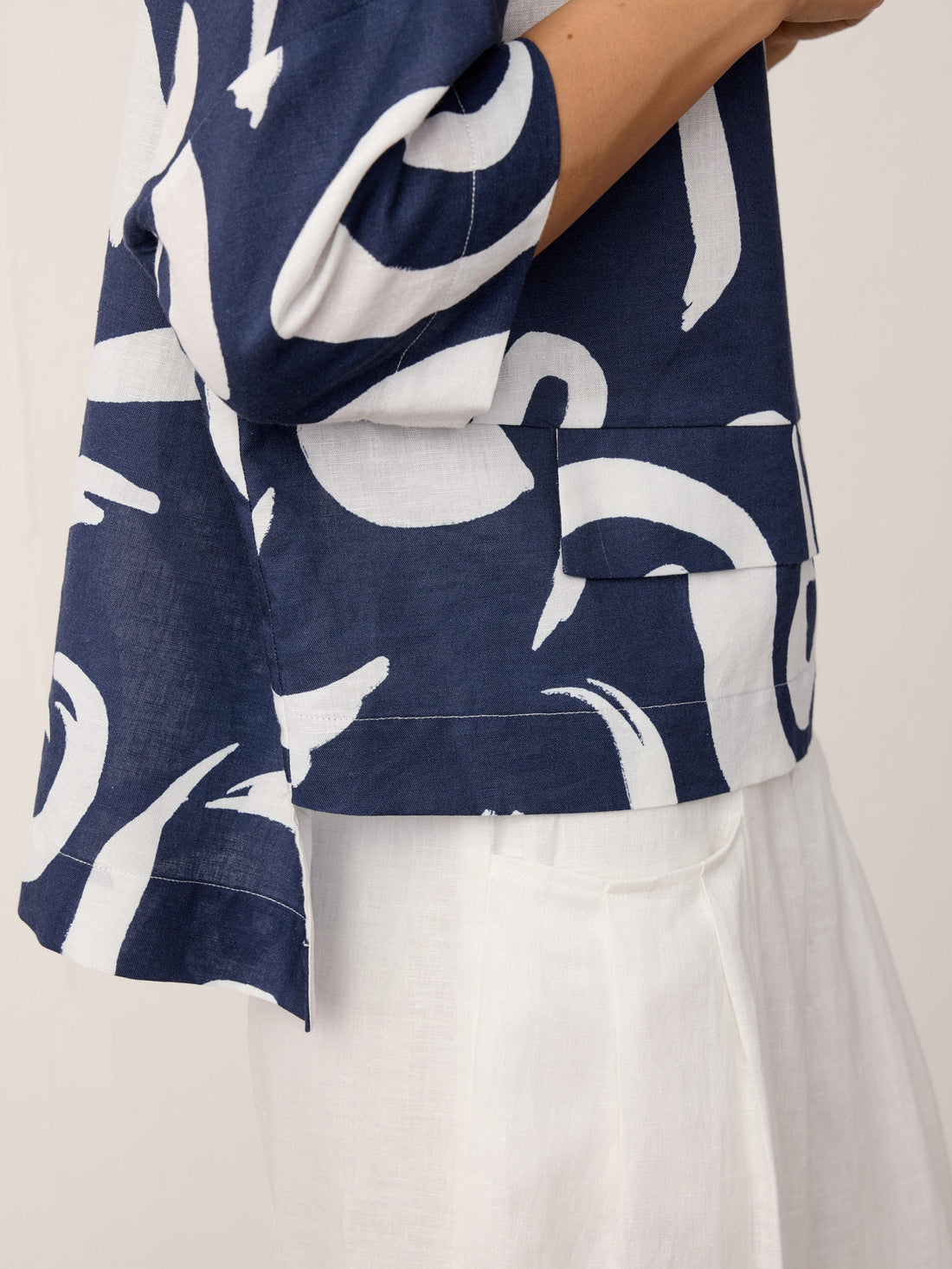 Linen Blend Round Neck Relaxed Top