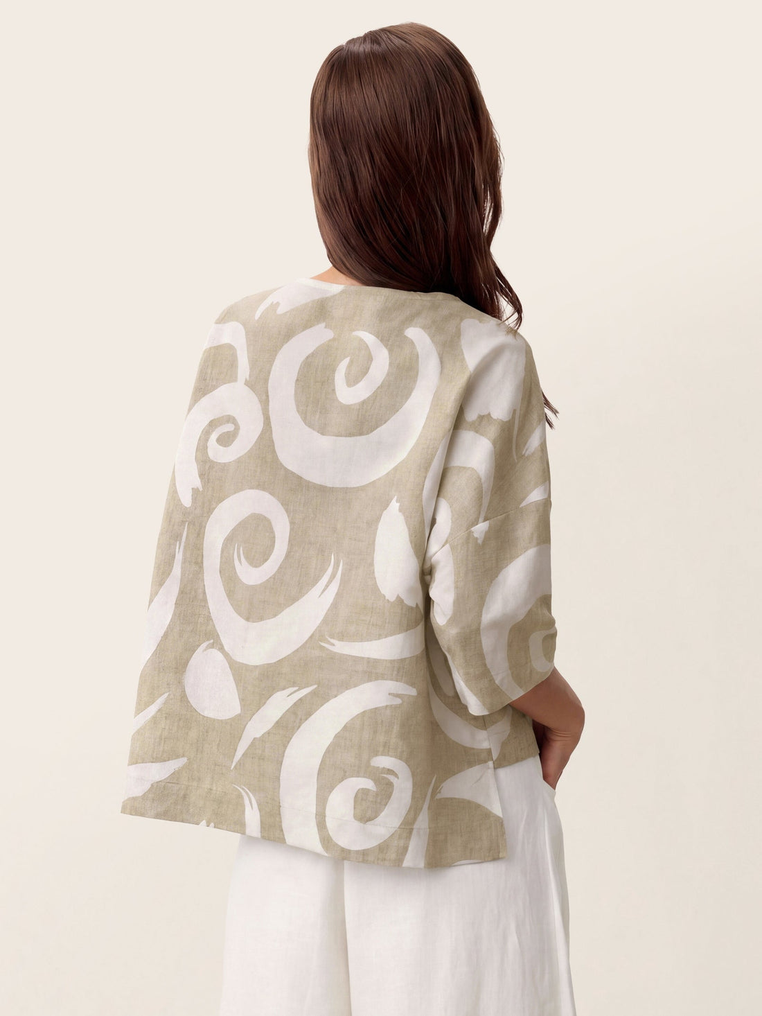 Linen Blend Round Neck Relaxed Top