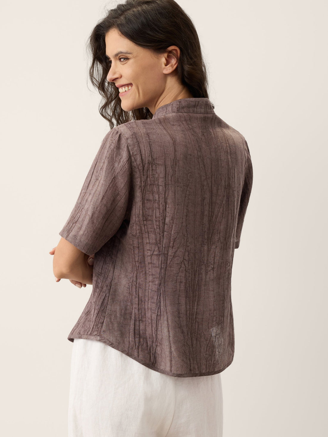 Ramie Lyocell Stand Collar Jacket