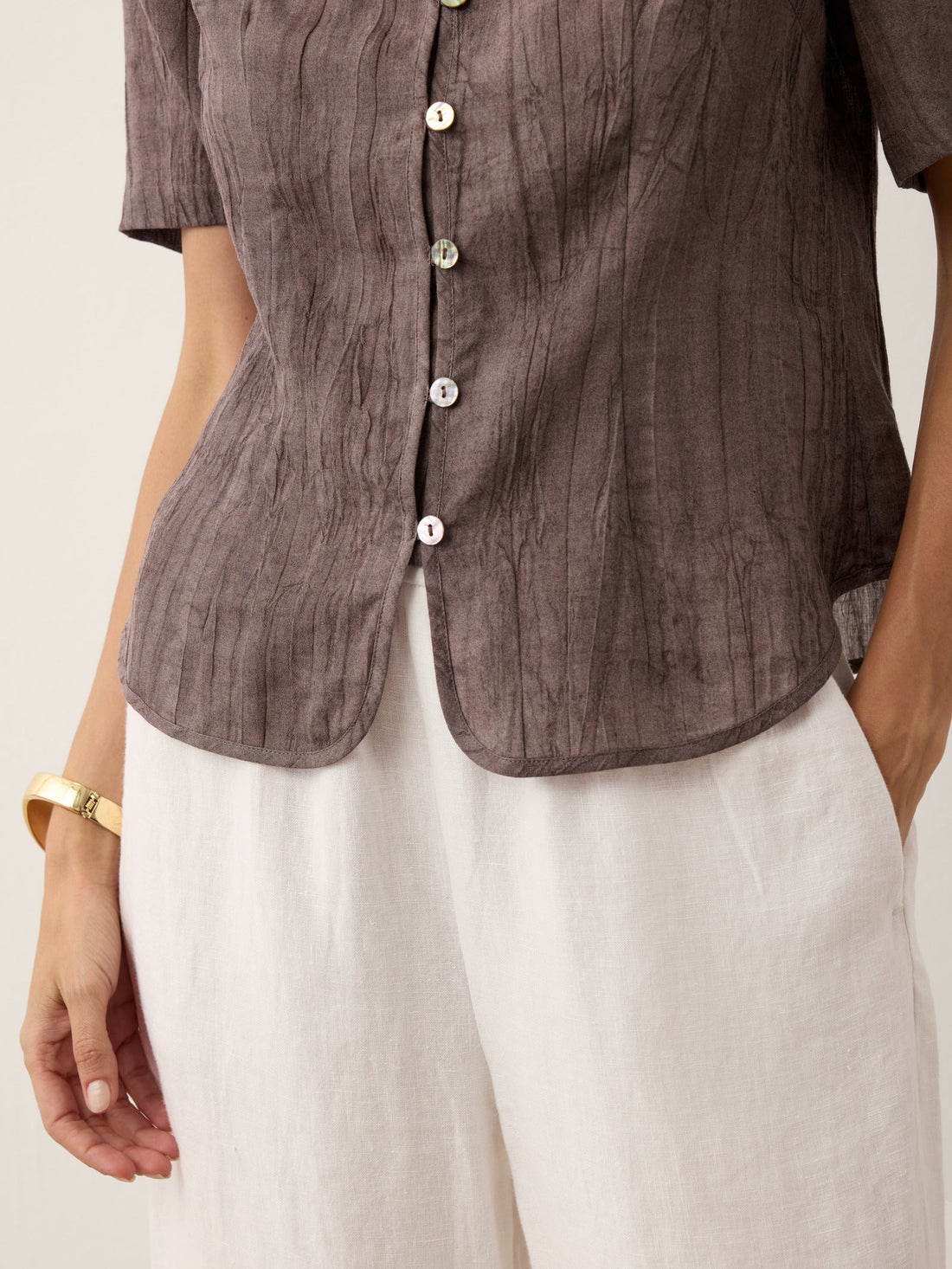 Ramie Lyocell Stand Collar Jacket