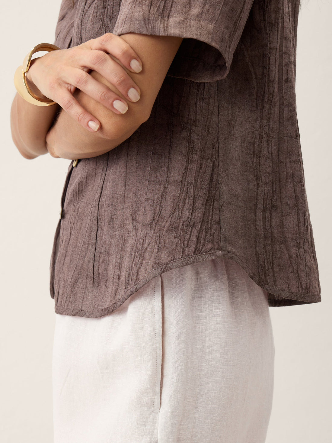 Ramie Lyocell Stand Collar Jacket