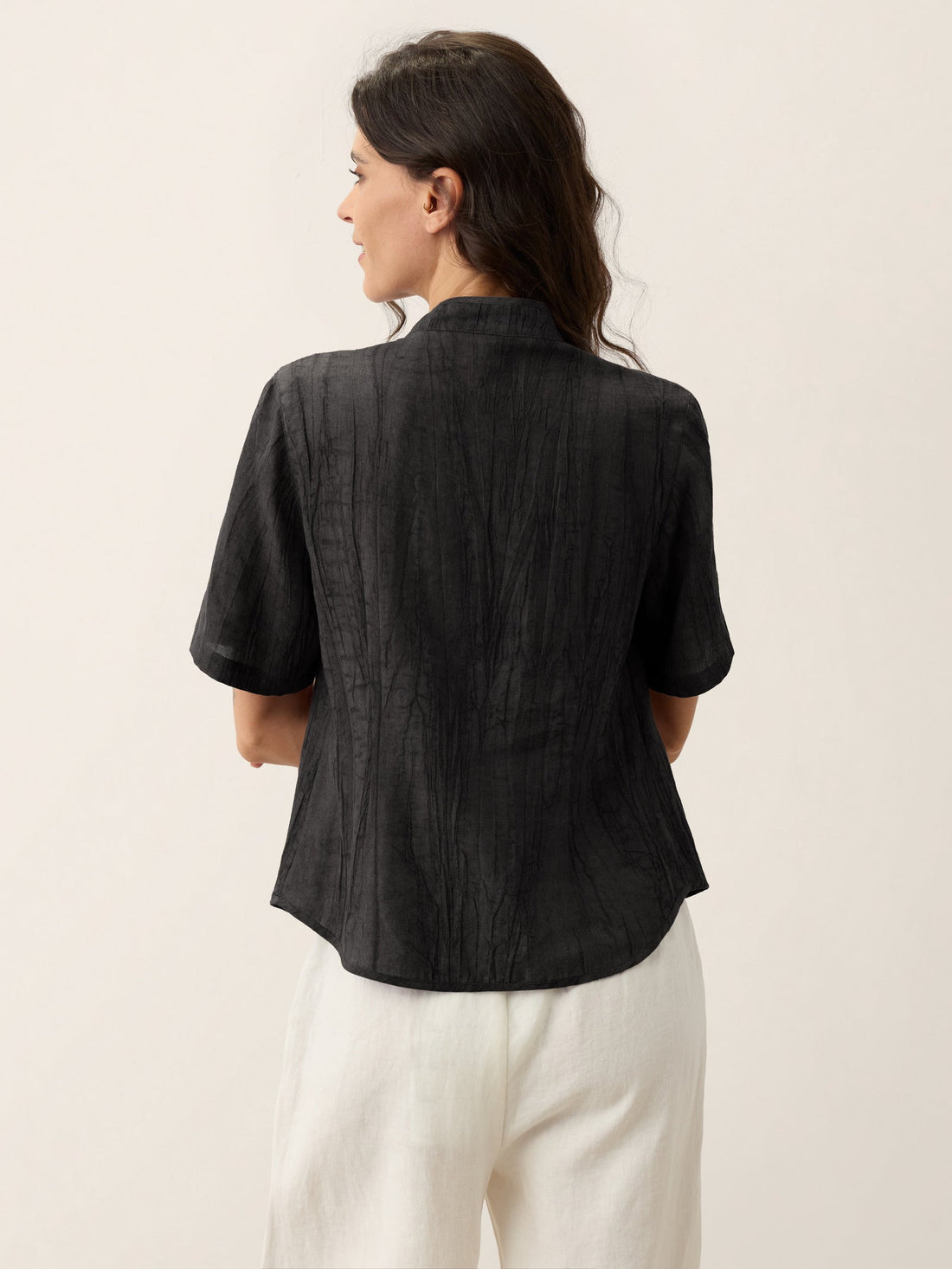 Ramie Lyocell Stand Collar Jacket