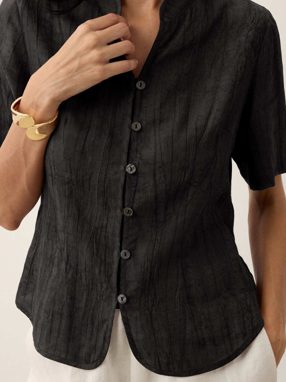 Ramie Lyocell Stand Collar Jacket