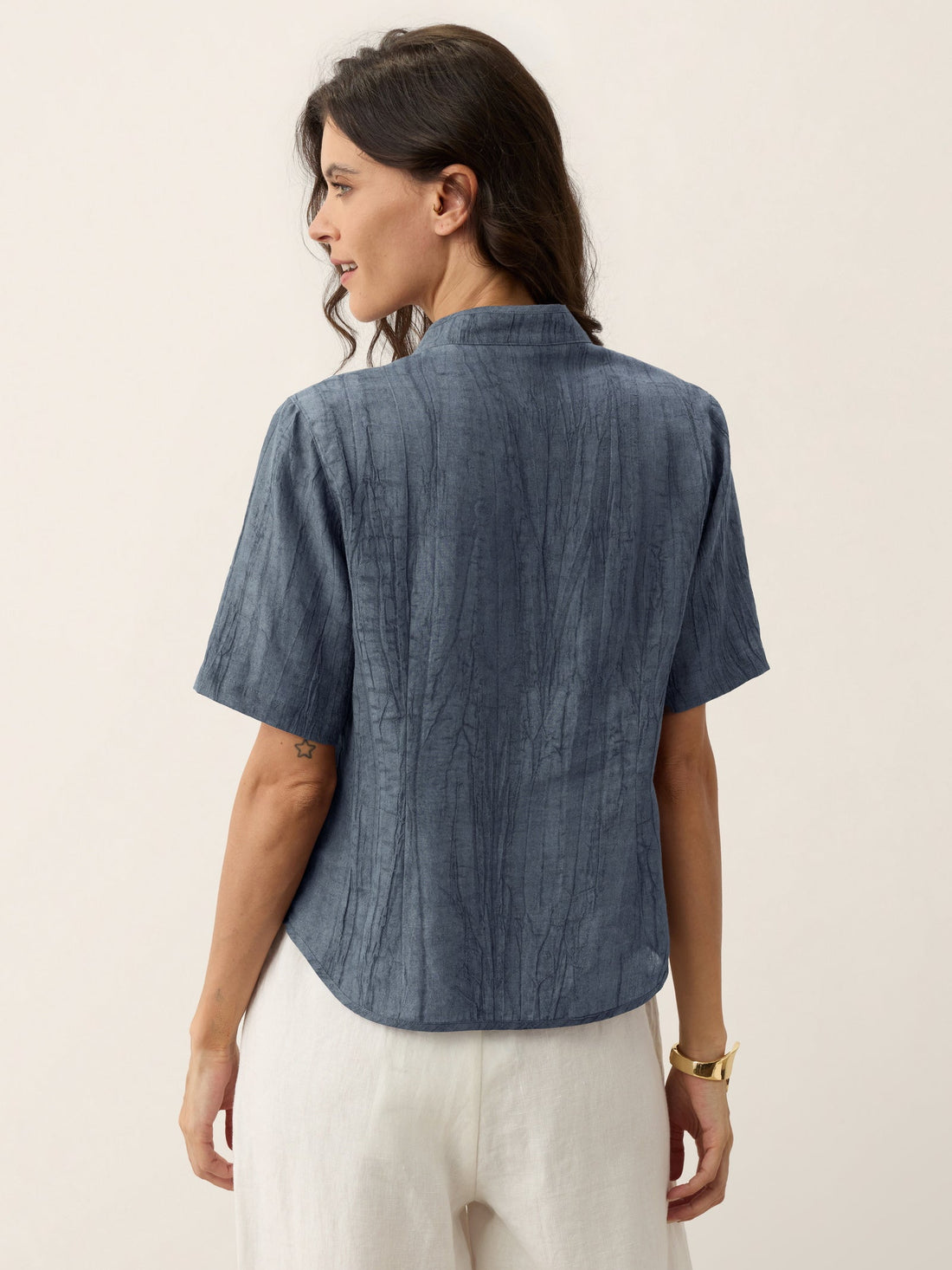 Ramie Lyocell Stand Collar Jacket
