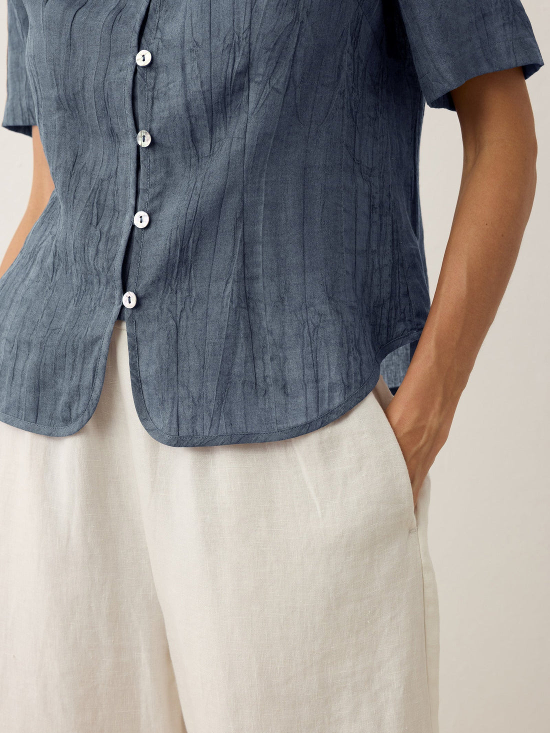 Ramie Lyocell Stand Collar Jacket