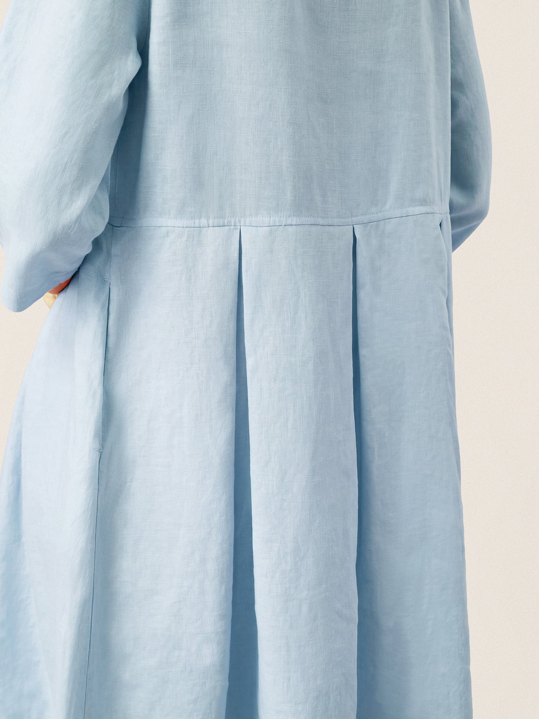 100% Linen Pocketed Three-Quarter Sleeve Midi Dress