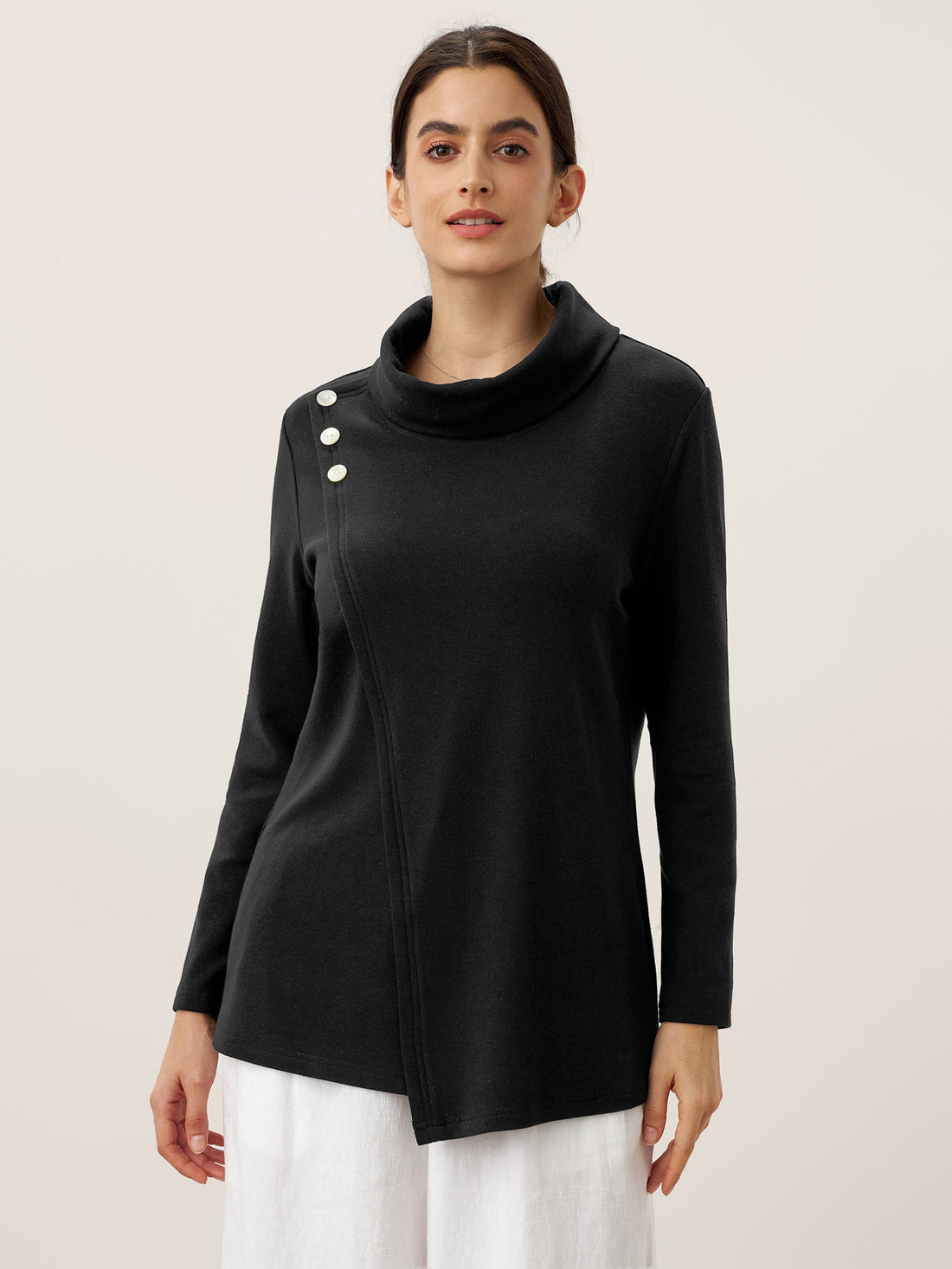 Cotton Decorative Button Jersey Top