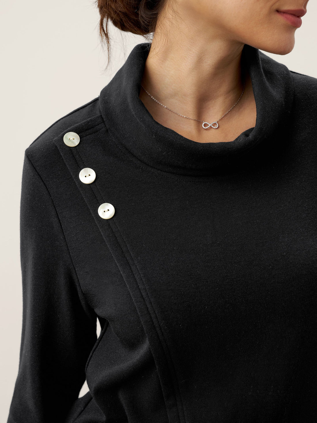 Cotton Decorative Button Jersey Top