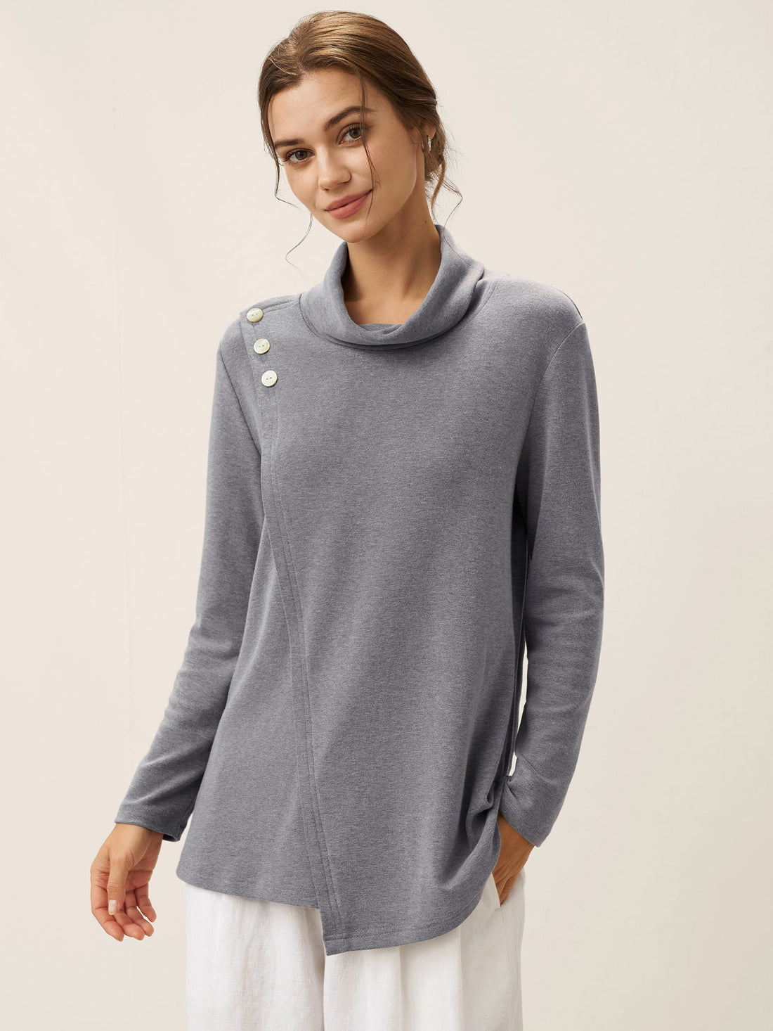 Cotton Decorative Button Jersey Top