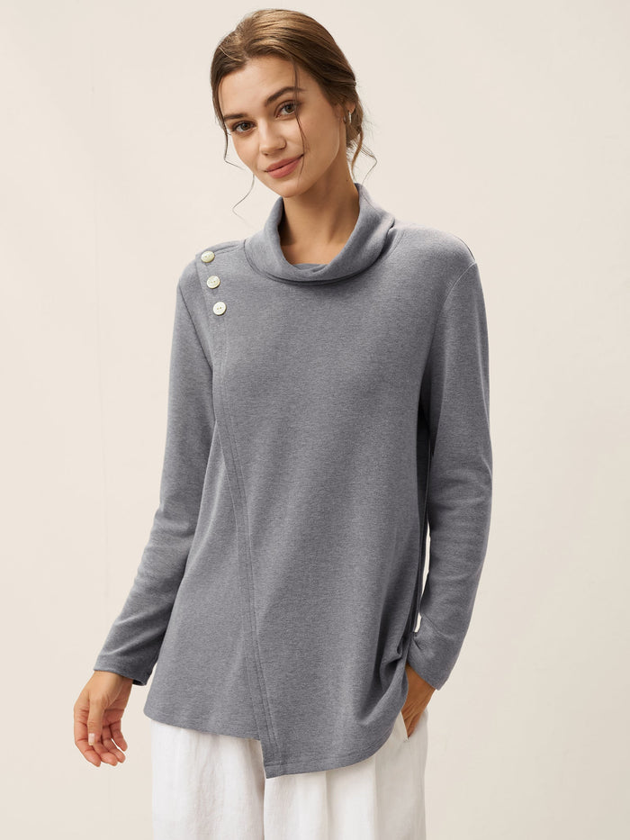 Cotton Decorative Button Jersey Top