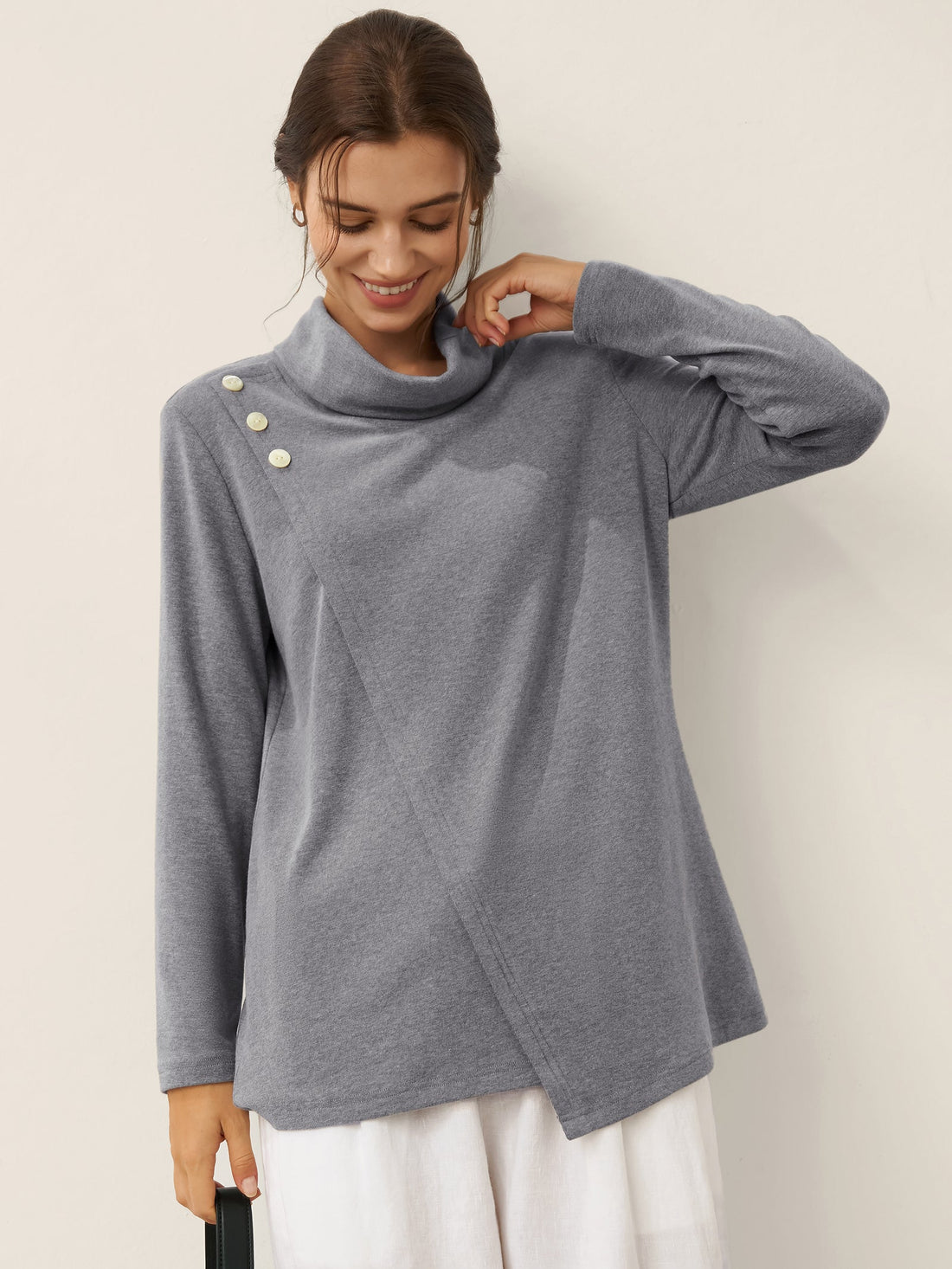 Cotton Decorative Button Jersey Top