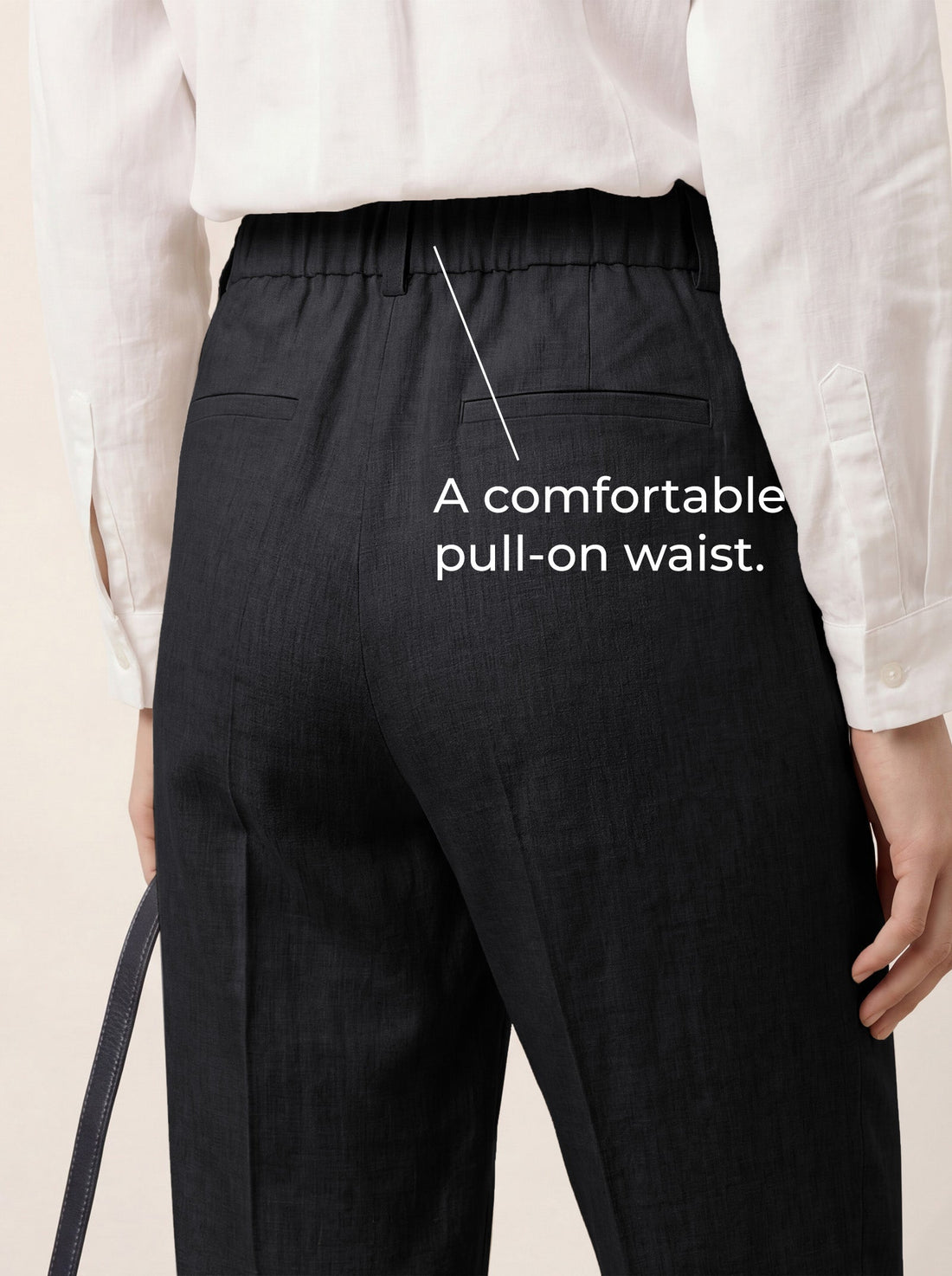Linen Blend Tailored Straight-Leg Pants