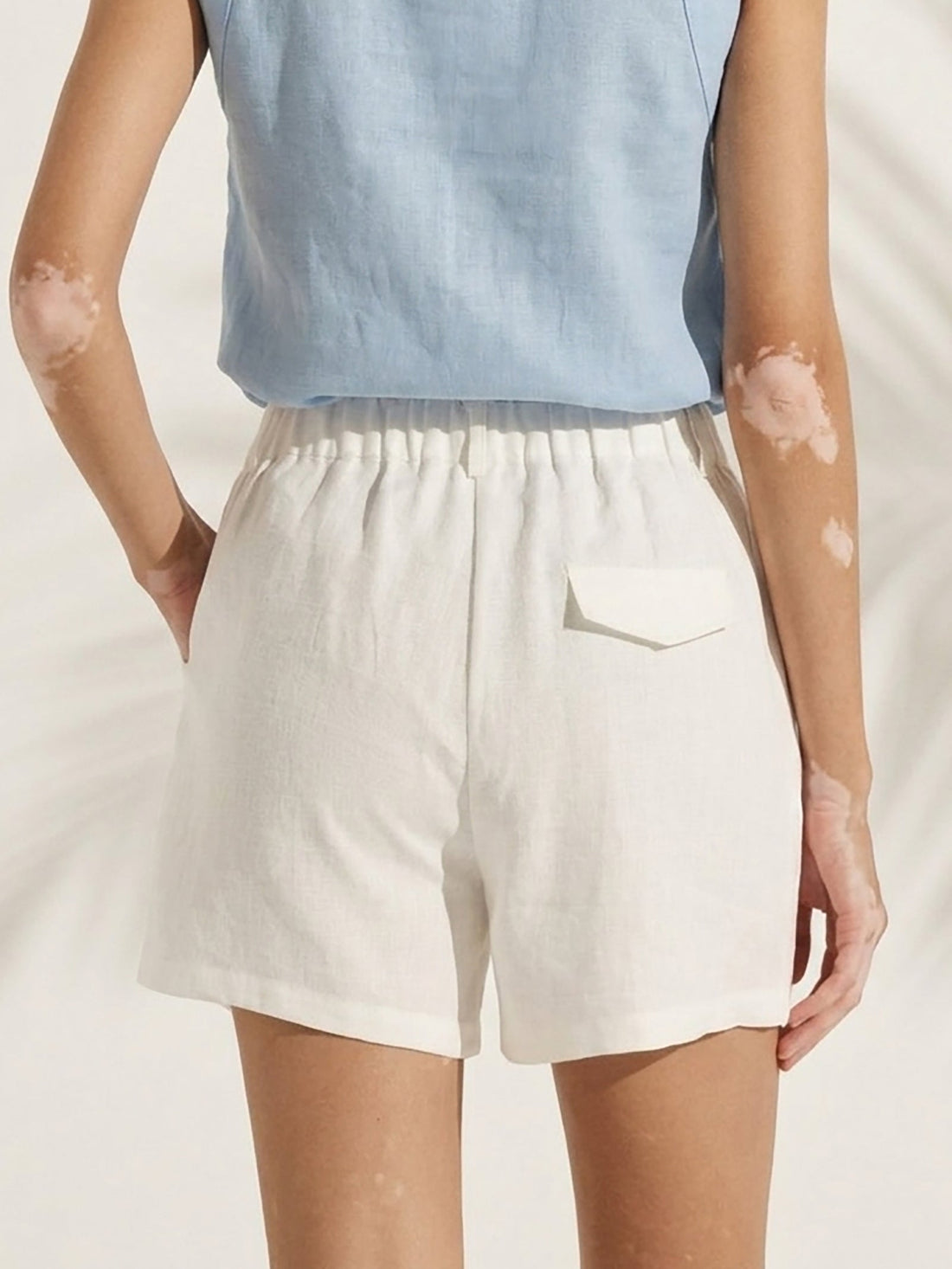 100% Linen Pleated Mini Shorts