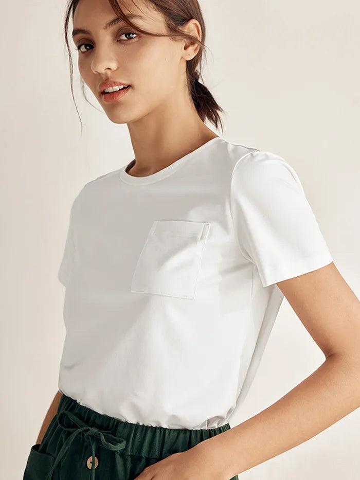 Bamboo Stretch-Knit Round Neck Tee