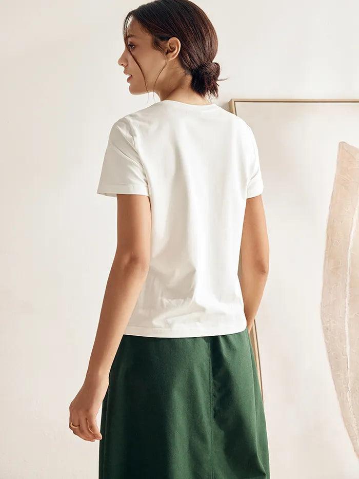 Bamboo Stretch-Knit Round Neck Tee