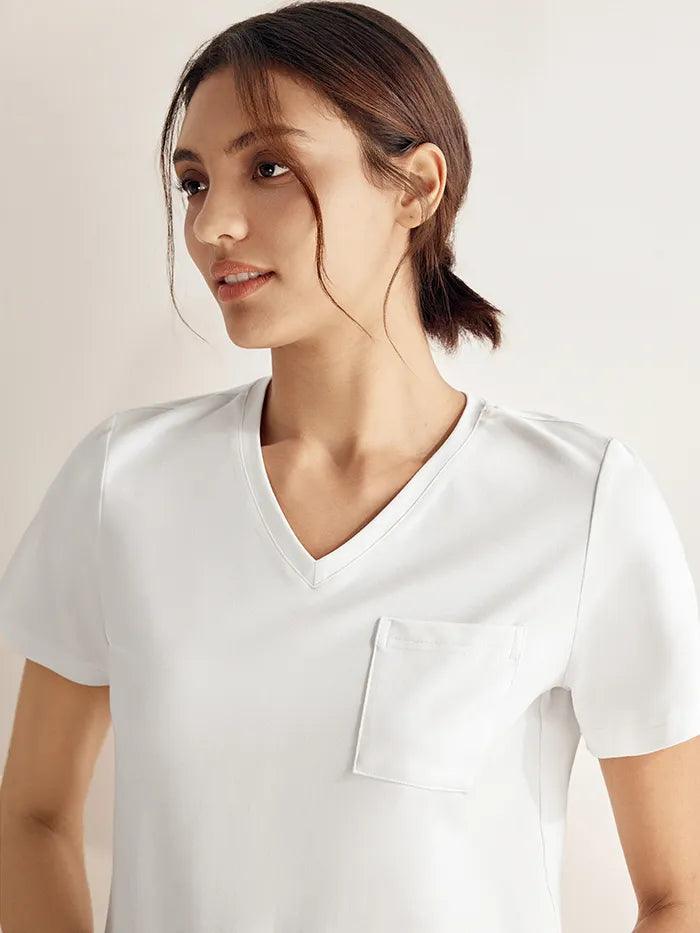 Bamboo Stretch-Knit Round Neck Tee