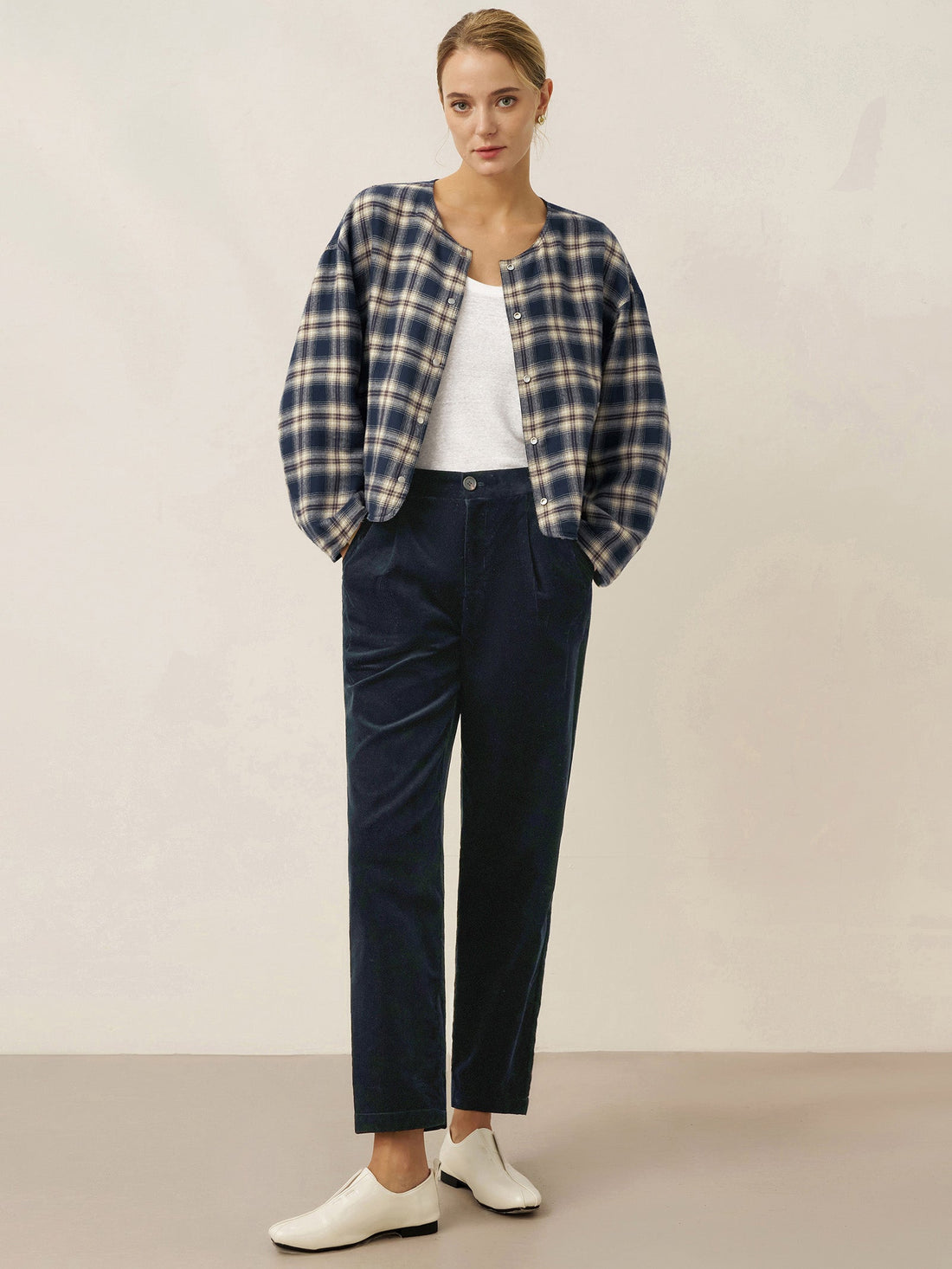 Linen Blend Heavyweight Crew Neck Jacket