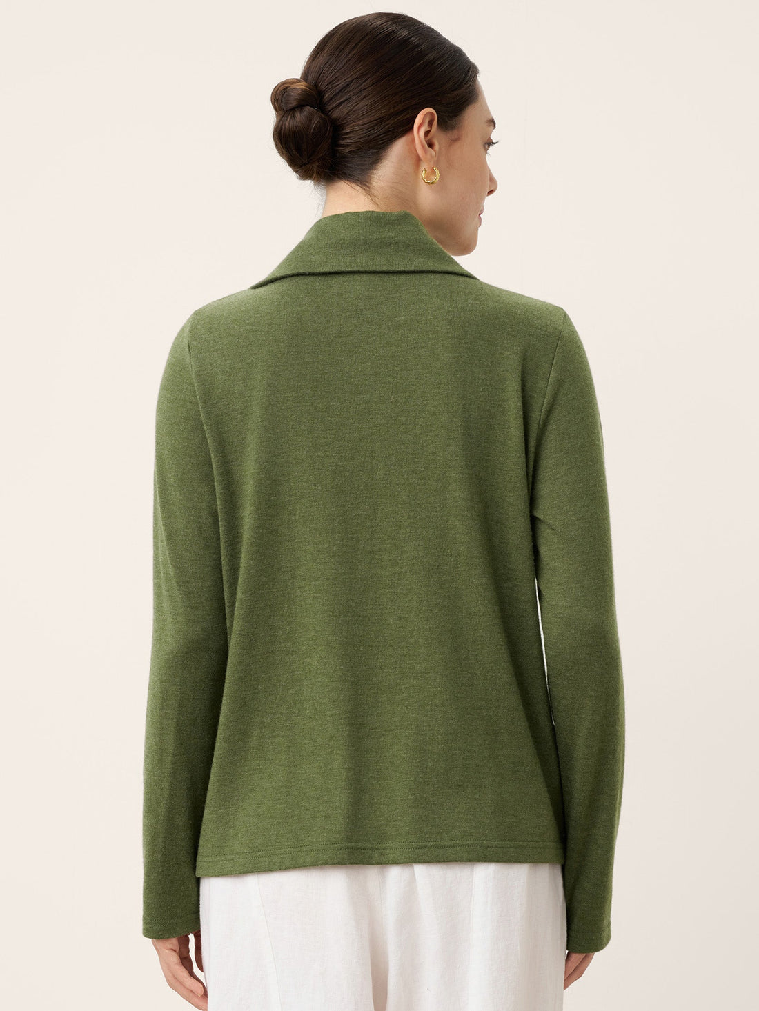 Wool Blend Asymmetric Button Jersey Top