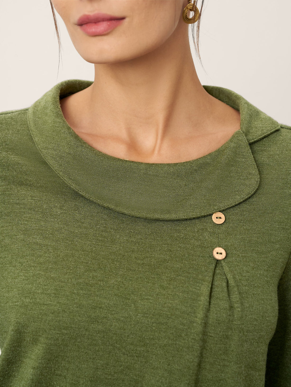 Wool Blend Asymmetric Pleated Long Sleeve Top