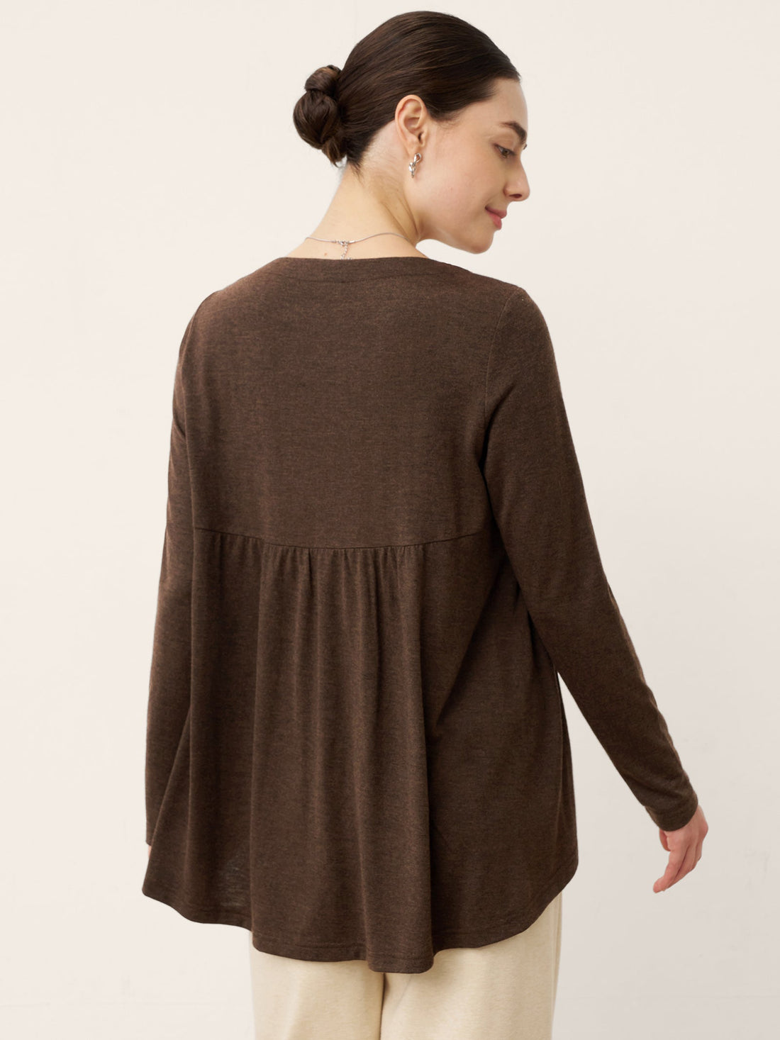 Wool Blend Ruched Boat Neck Top