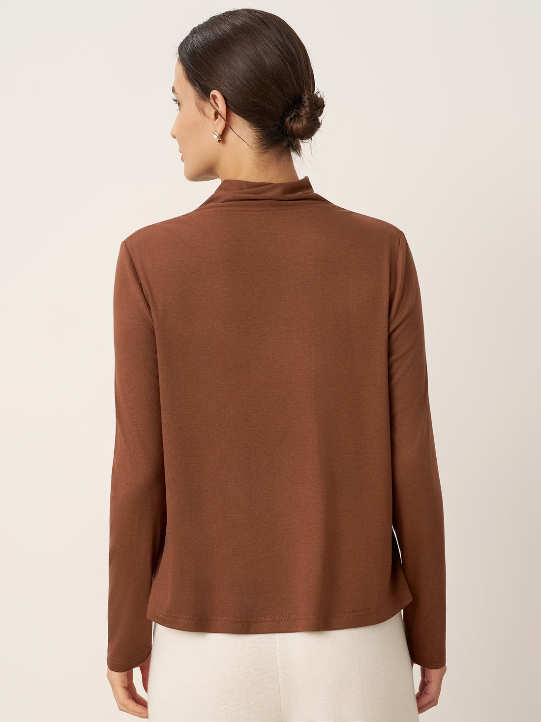 Wool V-Neck Long Sleeve Jersey Top