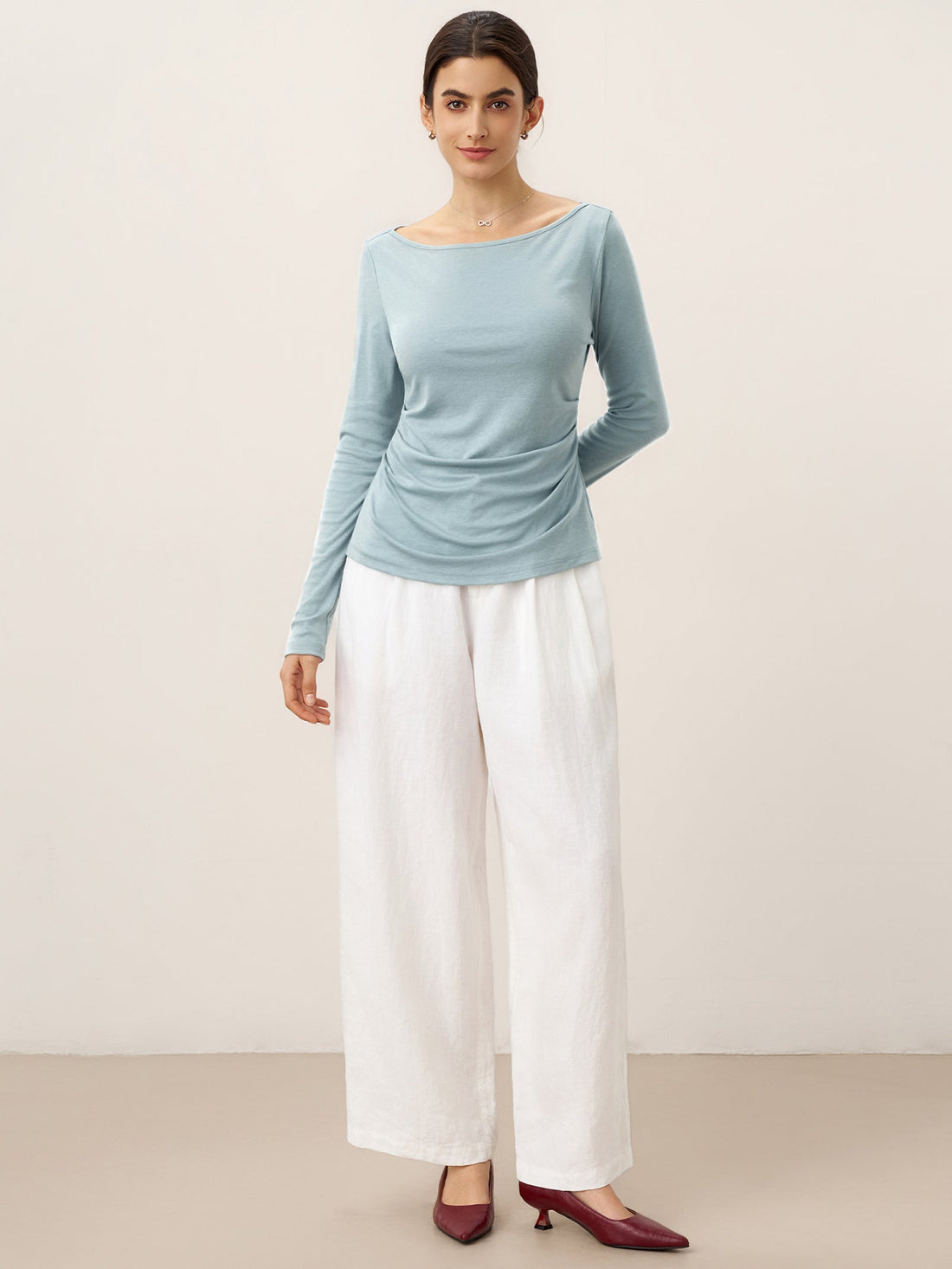 Wool Blend Stretch Jersey Top, Tailored Fit