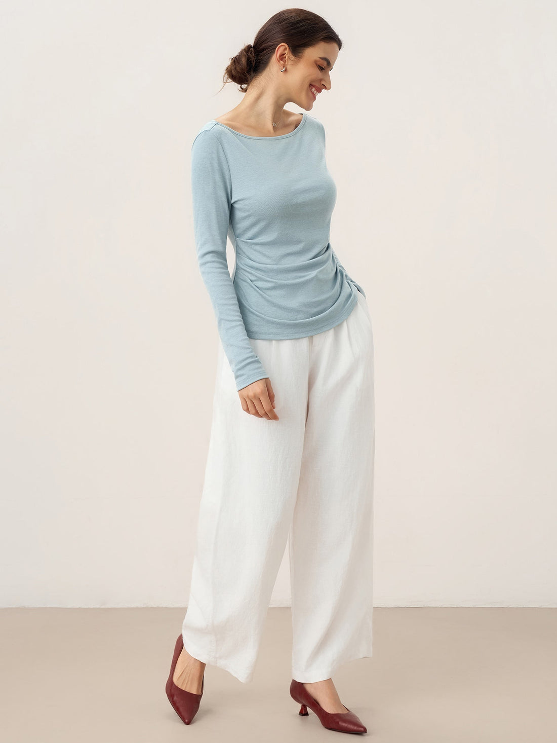 Wool Blend Stretch Jersey Top, Tailored Fit