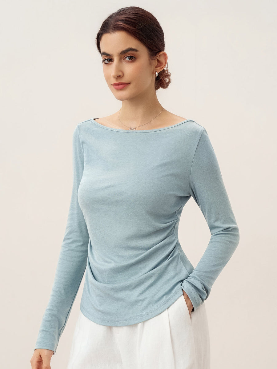 Wool Blend Stretch Jersey Top, Tailored Fit
