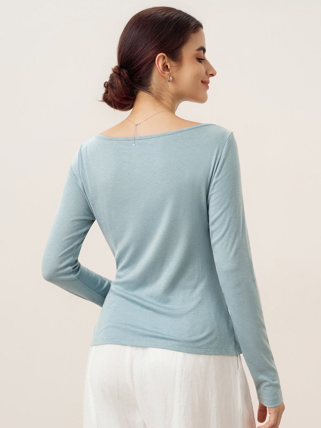 Wool Blend Stretch Jersey Top, Tailored Fit