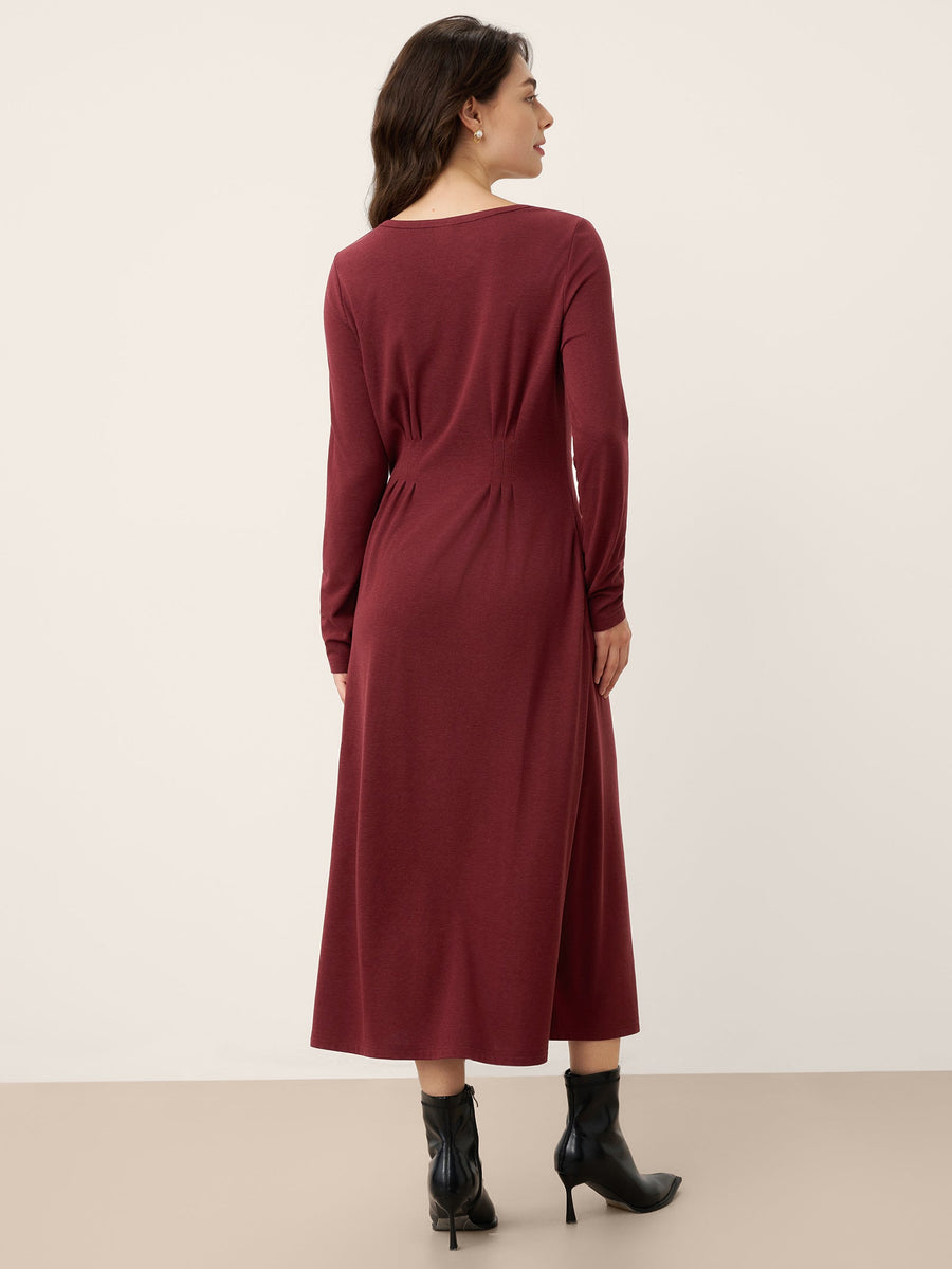 Wool Tailored Long Sleeve Midi Dress