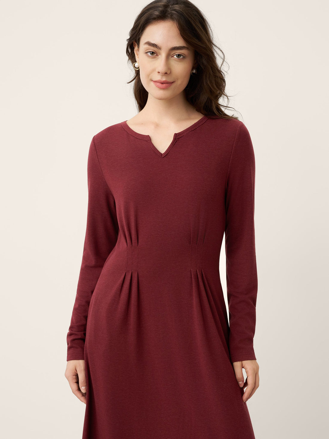 Wool Tailored Long Sleeve Midi Dress