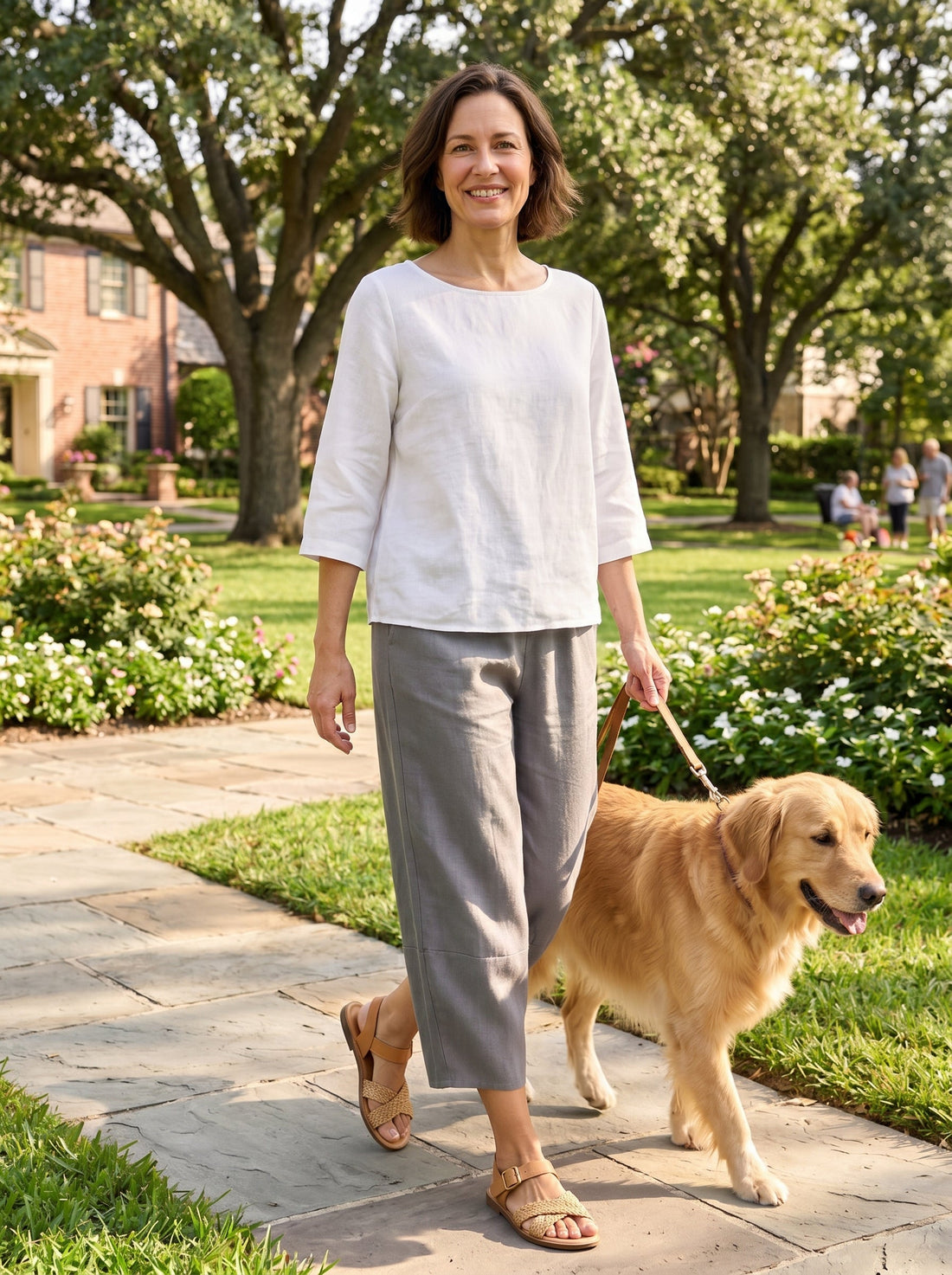 100% Linen Garment-Dyed Crop Barrel Pants