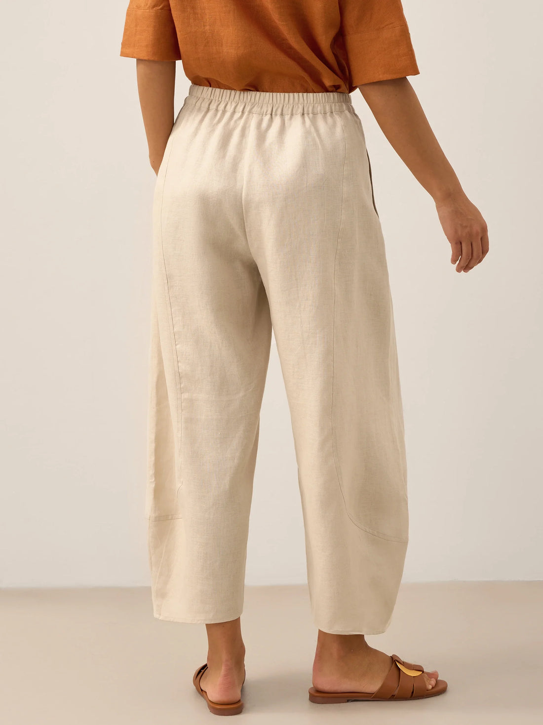 100% Linen Wide Leg Elastic Waist Pants