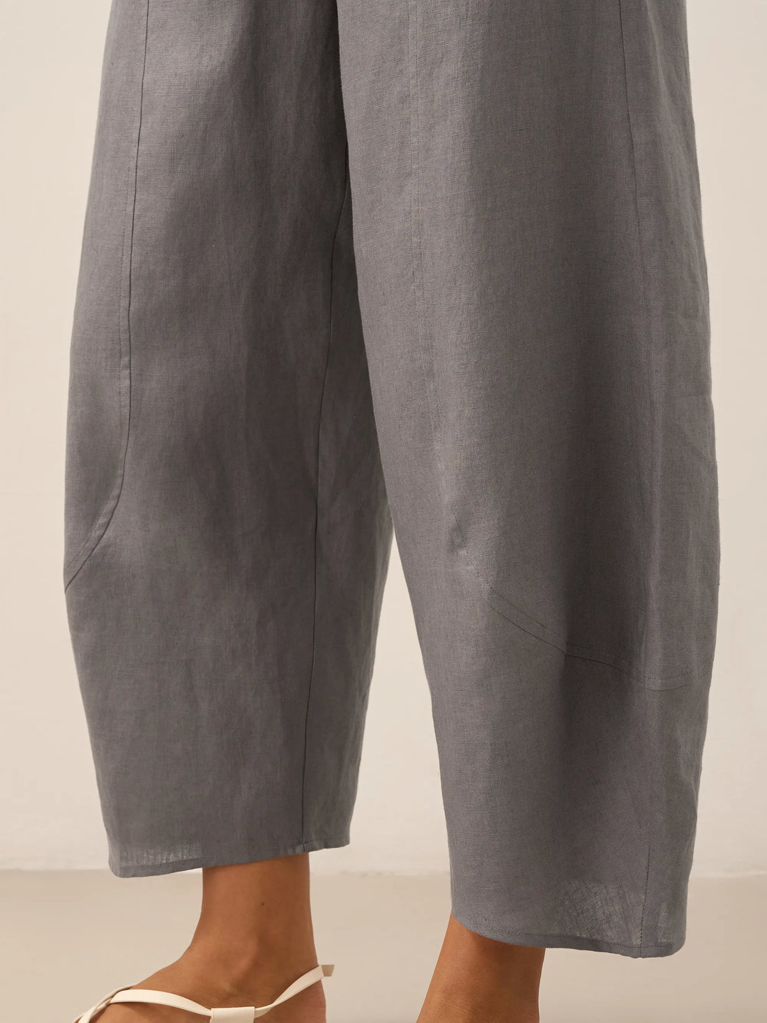 100% Linen Wide-Leg Elastic Waist Pants