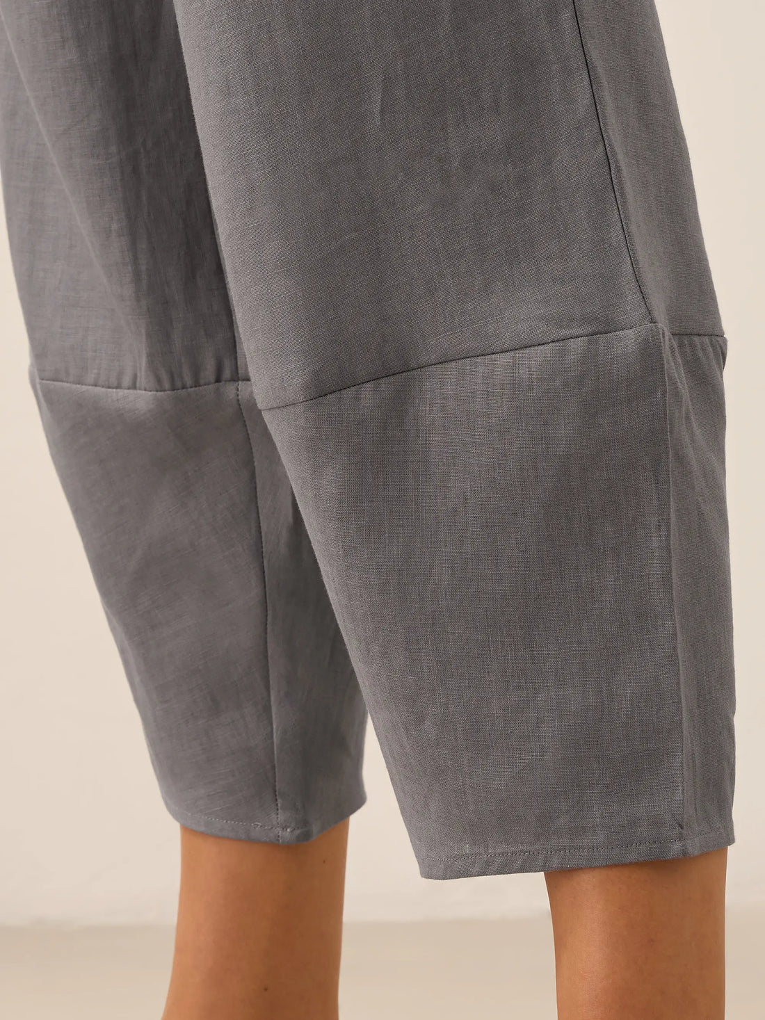 100% Linen Garment-Dyed Crop Barrel Pants