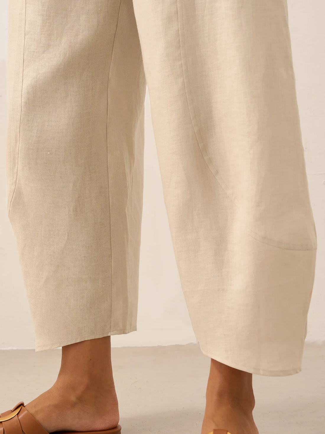 100% Linen Wide Leg Elastic Waist Pants