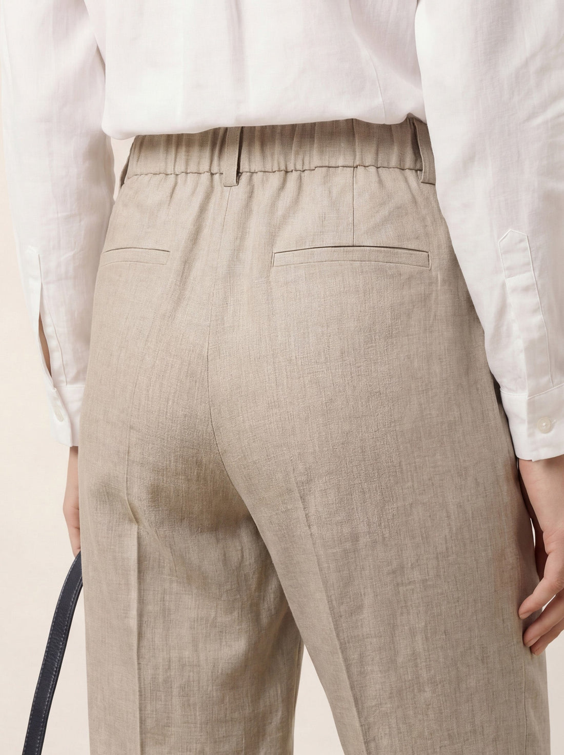 Linen Blend Tailored Straight-Leg Pants
