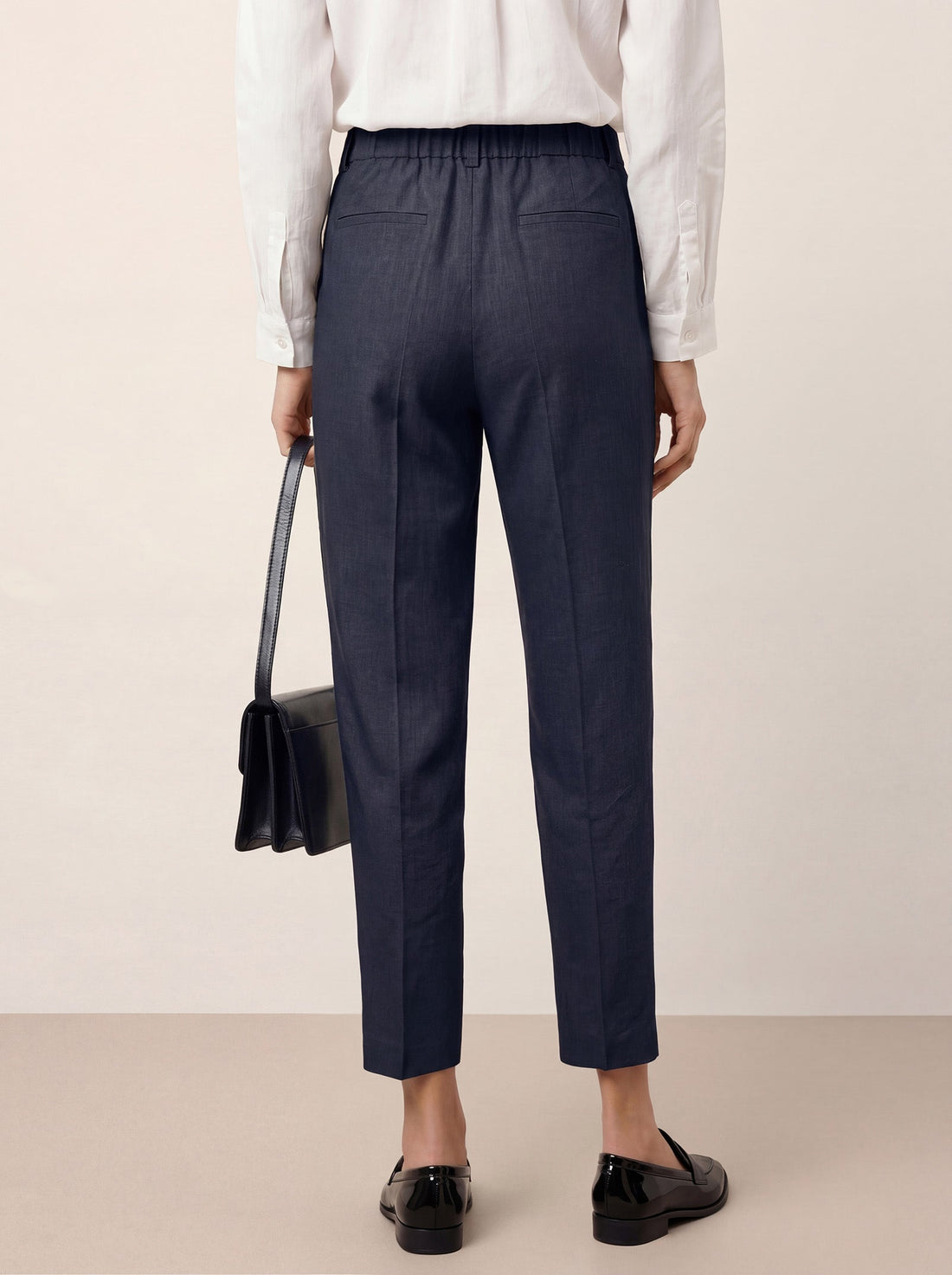 Linen Blend Tailored Straight-Leg Pants