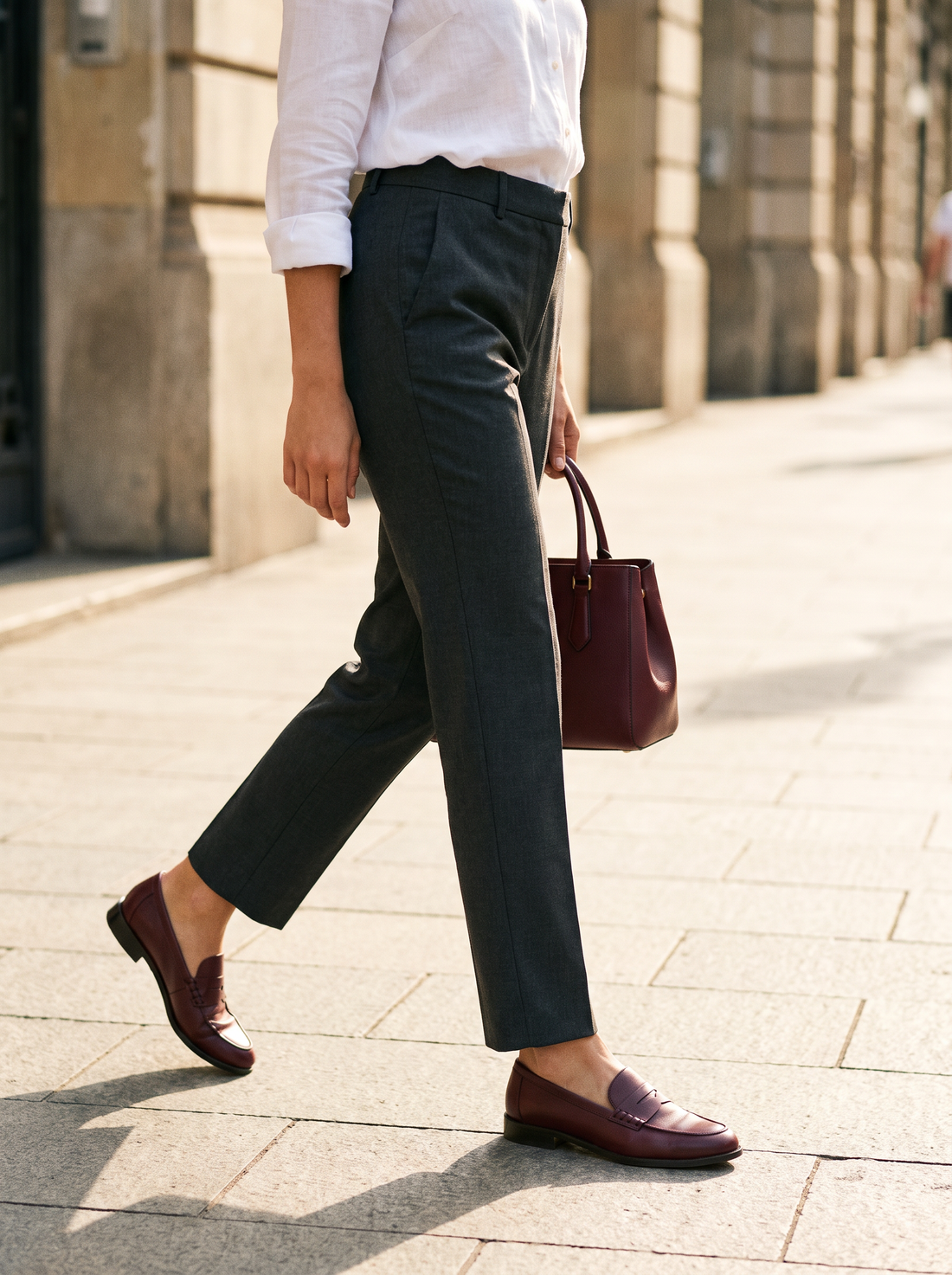 Linen Blend Tailored Straight-Leg Pants